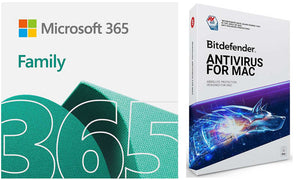 Microsoft 365 Family (6 Users) w/BitDefender AntiVirus for Mac - 1 Year Sub.