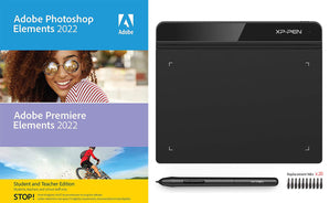 Adobe Photoshop & Premiere Elements 2024 Student Ed. with XP-Pen 6x4" Design Tablet