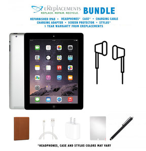 Apple iPad 4 Bundle (HeadPhones, Case, Stylus (Refurb)<br>Choose Size & Color (FREE SHIPPING)