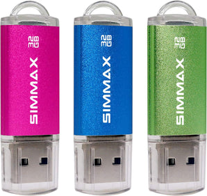 Memory Stick 32GB 3 Pack 32GB USB 2.0 Flash Drives Thumb Drive Pen Drive (32GB Pink Blue Green)