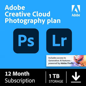 Adobe Creative Cloud Photography Plan 1TB (Photoshop + Lightroom) | 12-month Subscription | ON SALE | Ends 10/19