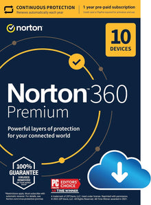 Norton 360 Premium with Dark Web Monitoring for 10 Devices 1-Year Subscription (Download)