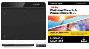 XP-Pen StarG640 6x4" Ultrathin Graphics Tablet with Adobe Photoshop Elements 2025 & Premiere Elements 2025 Student & Teacher Edition (PC/Mac)