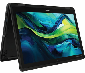 Acer TravelMate B3 Spin 12" WUXGA Touchscreen Intel N150 8GB RAM 128GB eMMC 2-in-1 AI Laptop with Stylus & Windows 11 Pro for Education