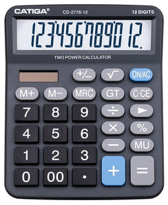 Adesso CATIGA Premium Commercial 12-Digit Dual Power Source Basic Calculator (2 Colors)