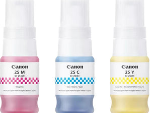 Canon GI-25CMY Cayan, Magenta & Yellow Ink Bottles Value Pack