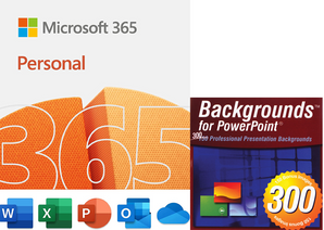 Microsoft Office 365 Personal with FREE 300 Backgrounds for PowerPoint | BACK TO SCHOOL SPECIAL OFFER!